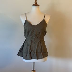 [NBH] Olive Green Waist Tie Tank Top - Size Small